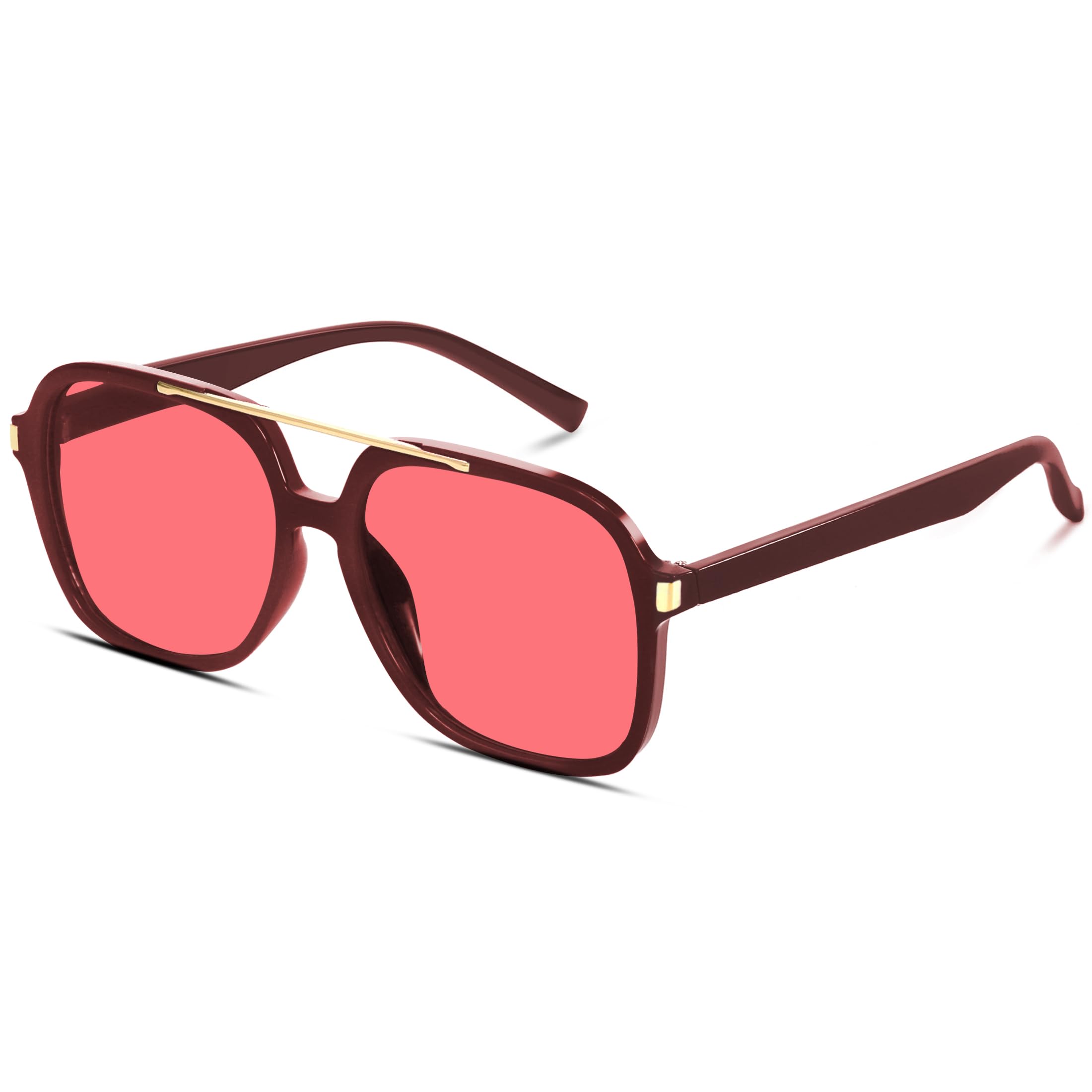 GUVIVI Retro Aviator Sunglasses for Women Men 2026 Square Top Bar Sun Glasses Sunnies 70s Lightweight Shades