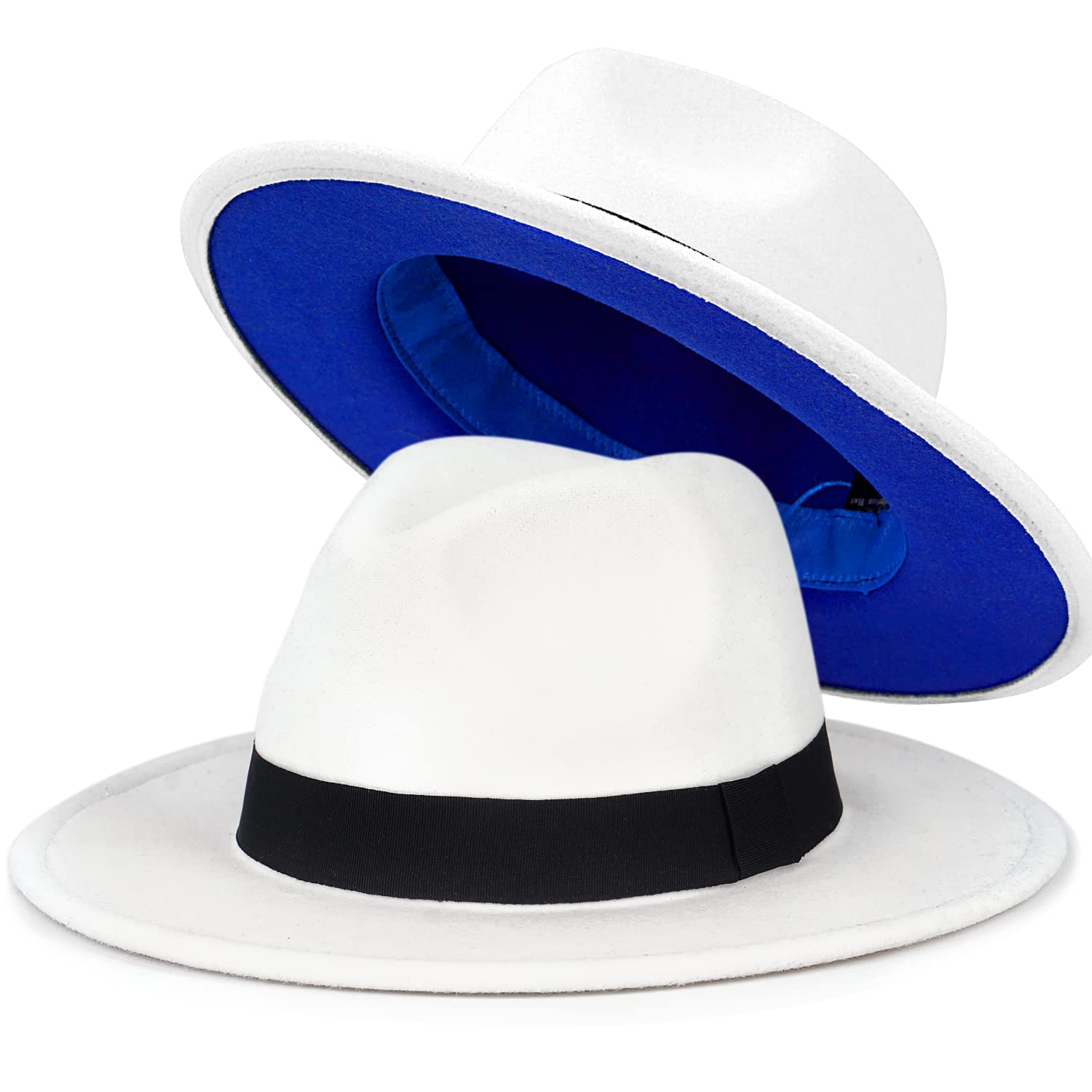 FADACHY Trendy Fedora Hats for Men & Women Wide Brim Felt Hat Dress Panama Hat Two Tone Fedora