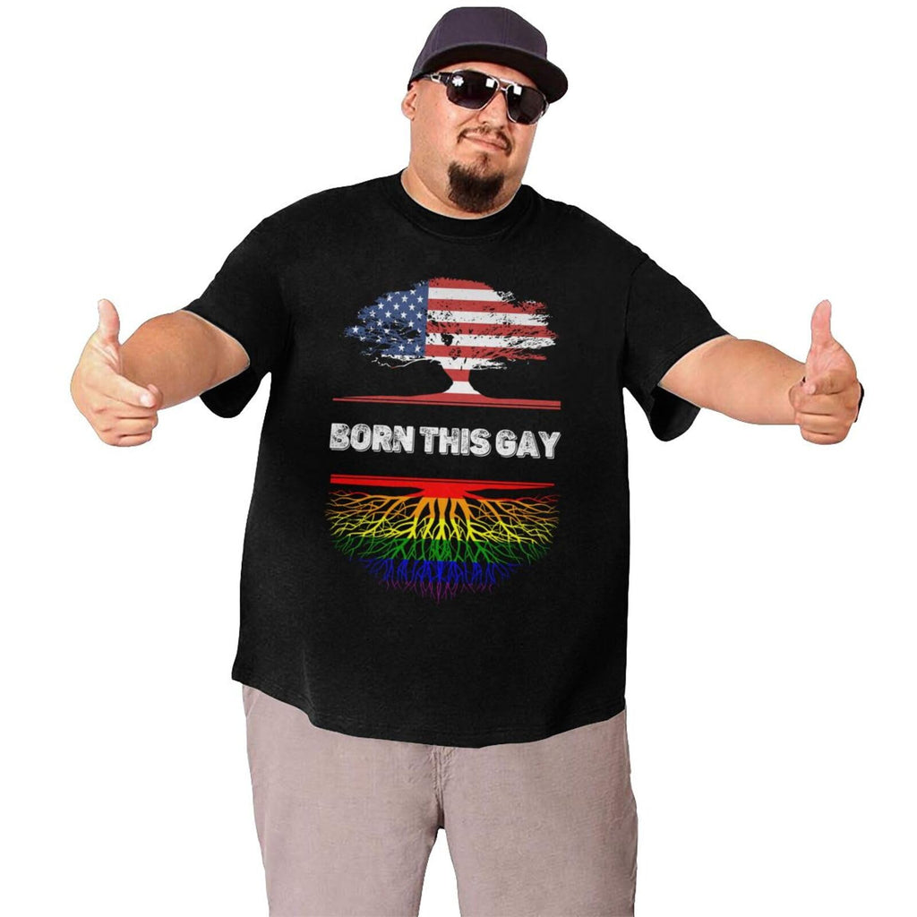 Big and Tall Shirts for Men America Rainbow Gay LGBT Flag Roots Plus Size T-Shirts