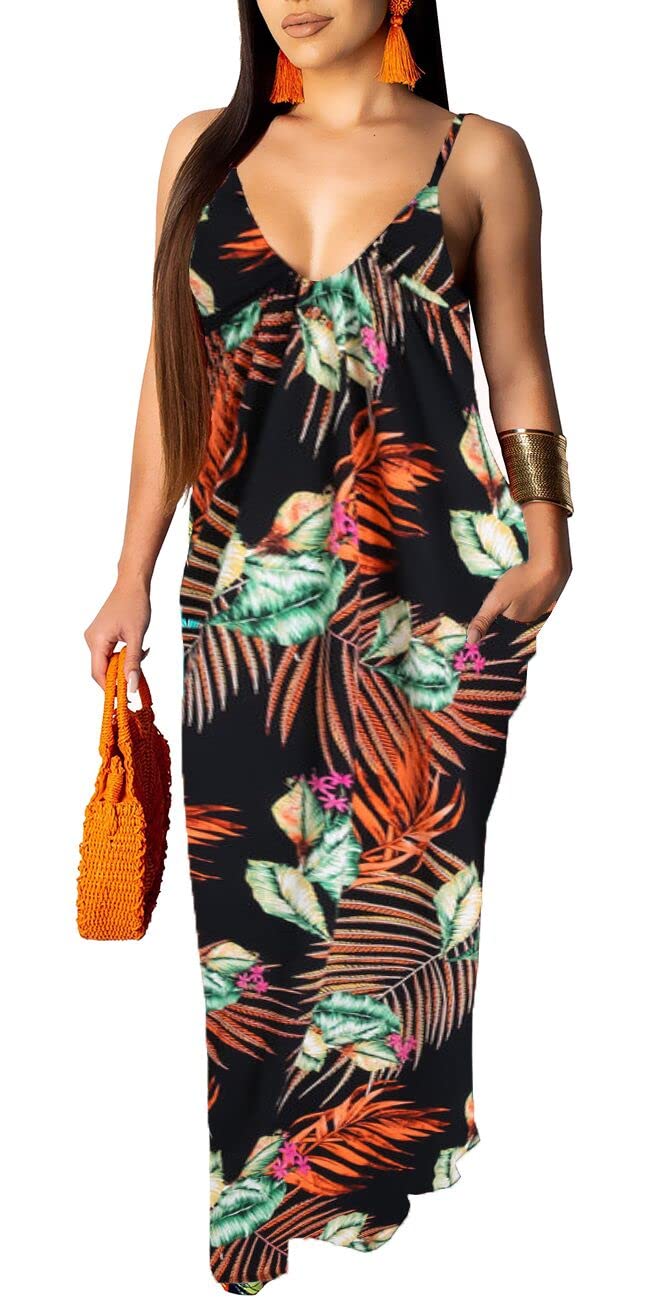 BessCops Summer Maxi Dresses for Women 2026 Plus Size Sundresses Casual Fashion Sleeveless Loose Long Sexy Dress with Pockets