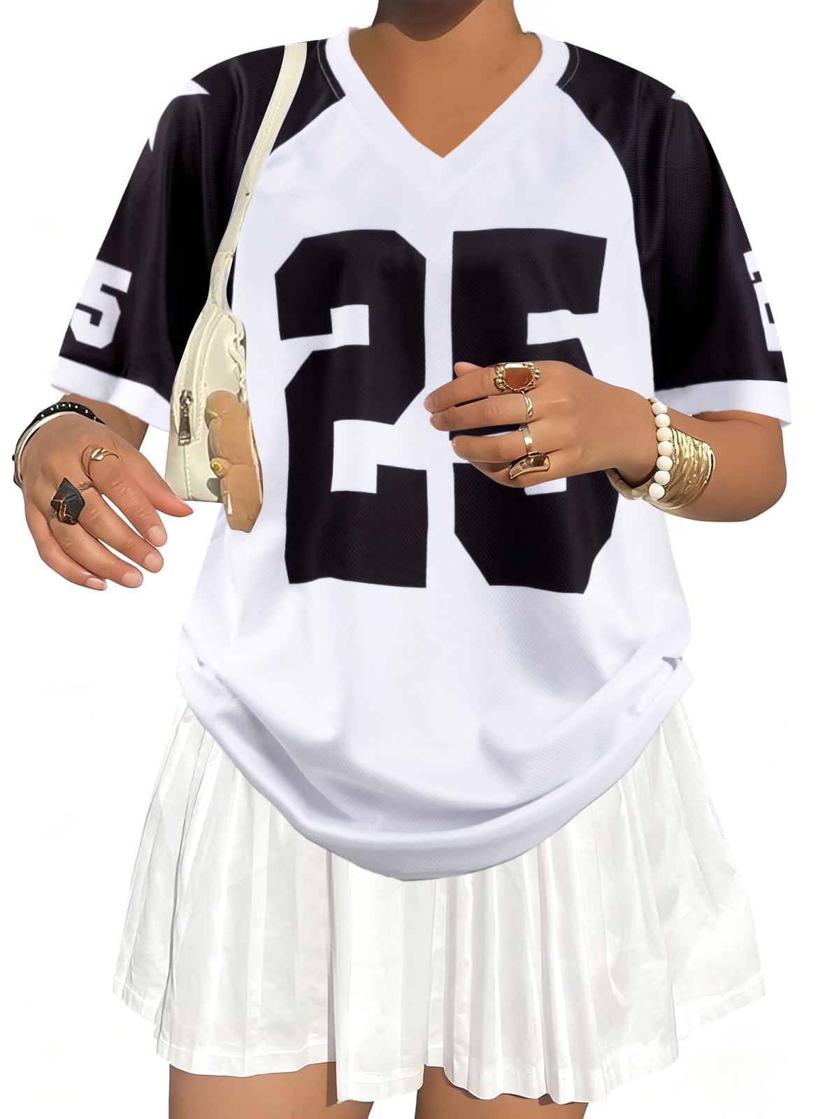 Jersey Shirts for Women Y2k Graphic Tees V Neck Baggy Streetwear Number Oversized T Shirt Summer Tops