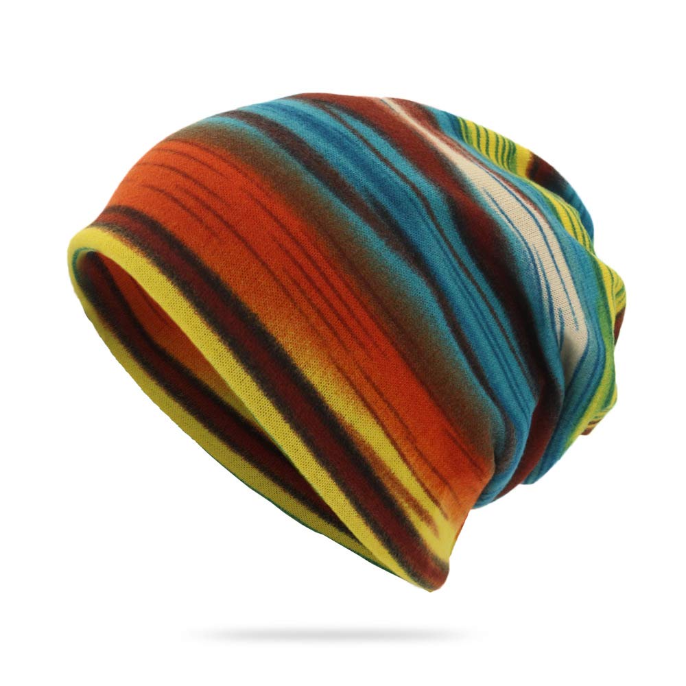 Unisex Stripe Print Multifunction Scarf Beanie Cap Casaul Outdoor Convertible Windproof Hats