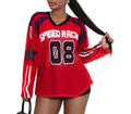 Jersey Shirts for Women - Mesh Long Sleeve Tops Sheer Blouse Graphic Tees Casual Party Club Y2k Streetwear