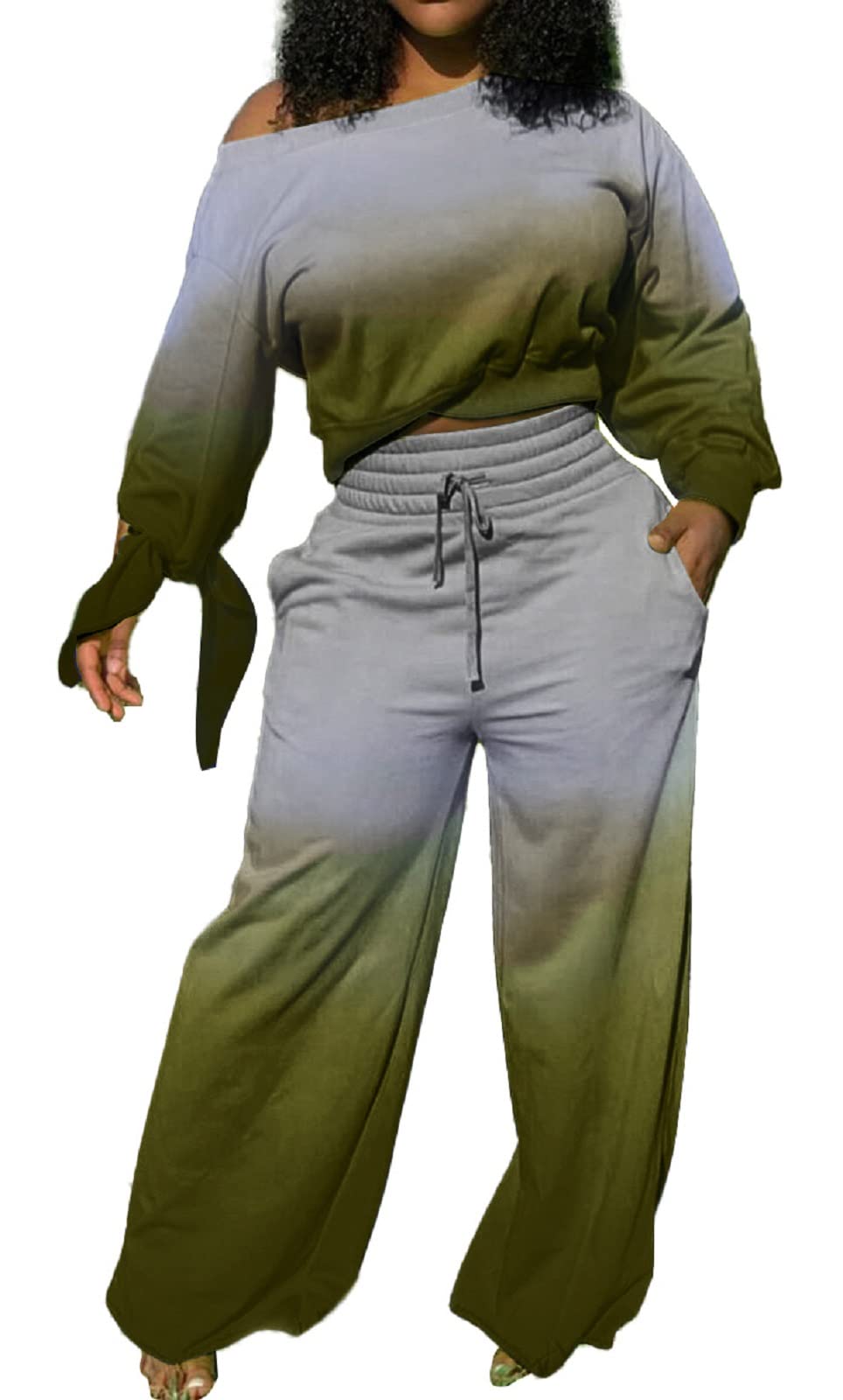 Yiershu Lounge Sets for Women 2026 Sweatsuits 2 Piece Outfit Tracksuit Matching Set Wide Leg Sweatpant