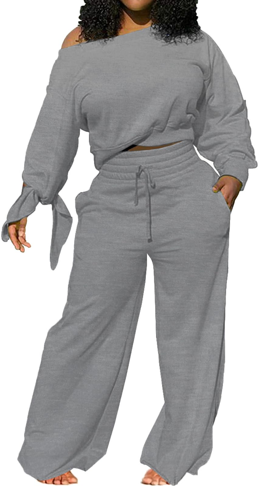 Yiershu Lounge Sets for Women 2026 Sweatsuits 2 Piece Outfit Tracksuit Matching Set Wide Leg Sweatpant