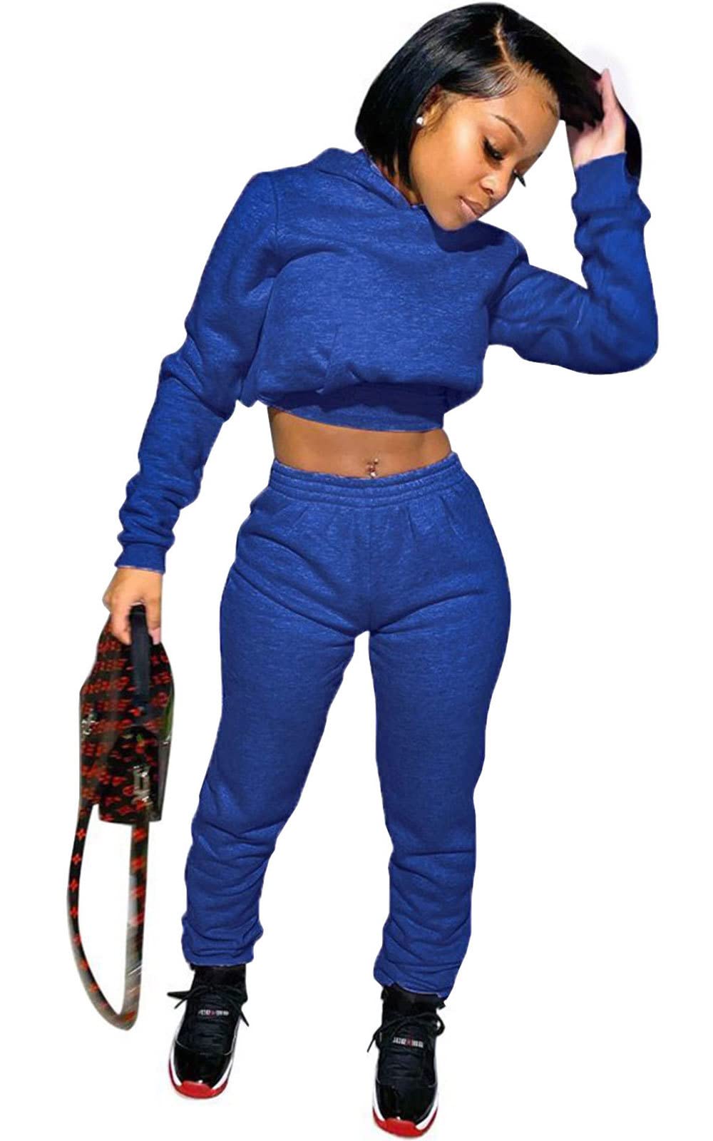 Women's 2 Piece Sweatsuit Set Long Sleeve Jogger Tracksuit Outfits 2025 Casual Crop Hoodie and Pants Matching Sets
