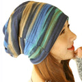Unisex Stripe Print Multifunction Scarf Beanie Cap Casaul Outdoor Convertible Windproof Hats