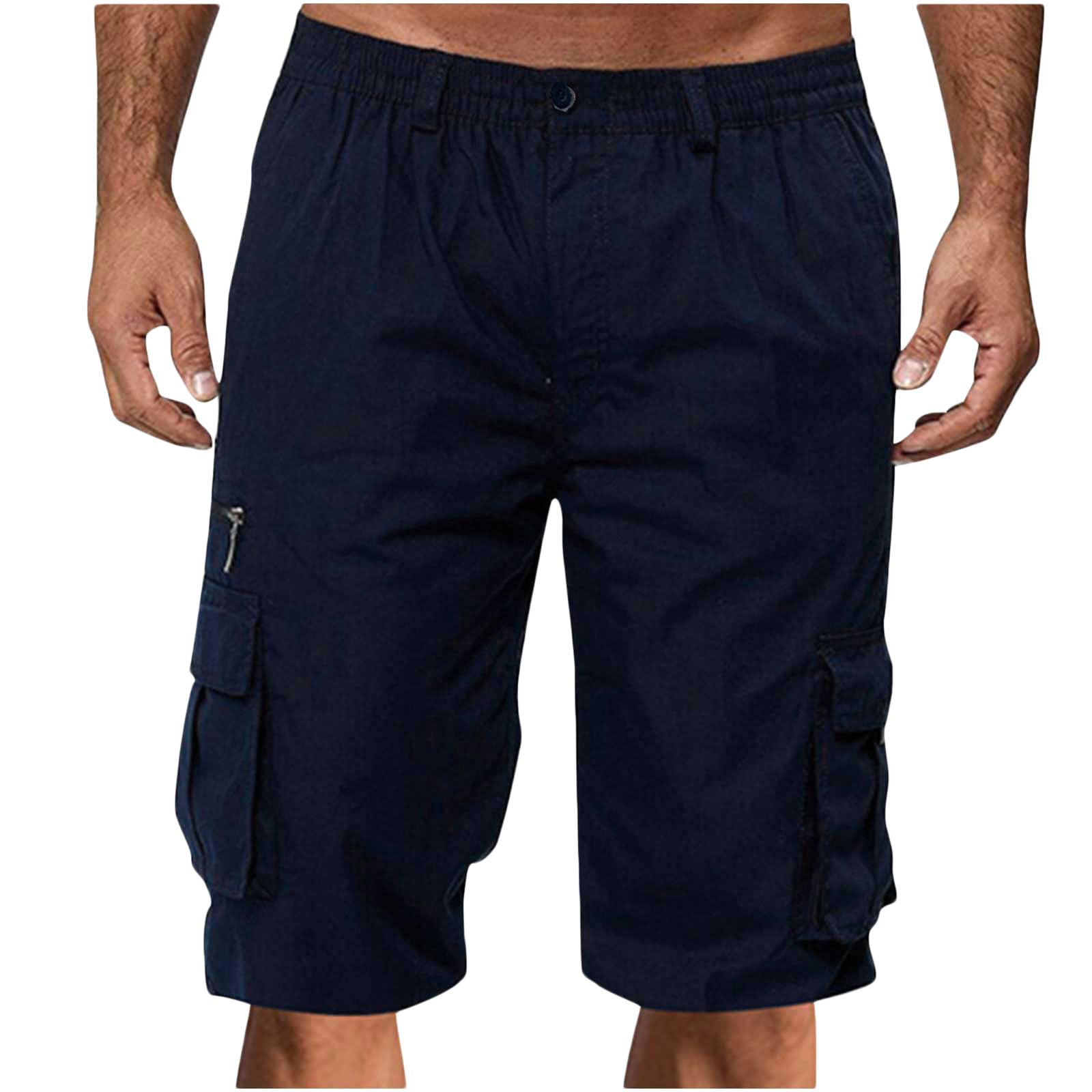 SMIDOW Cargo Shorts for Men - Big and Tall Casual Summer Elastic Waist Outdoor Work Hiking Cargo Short Pants with Pockets