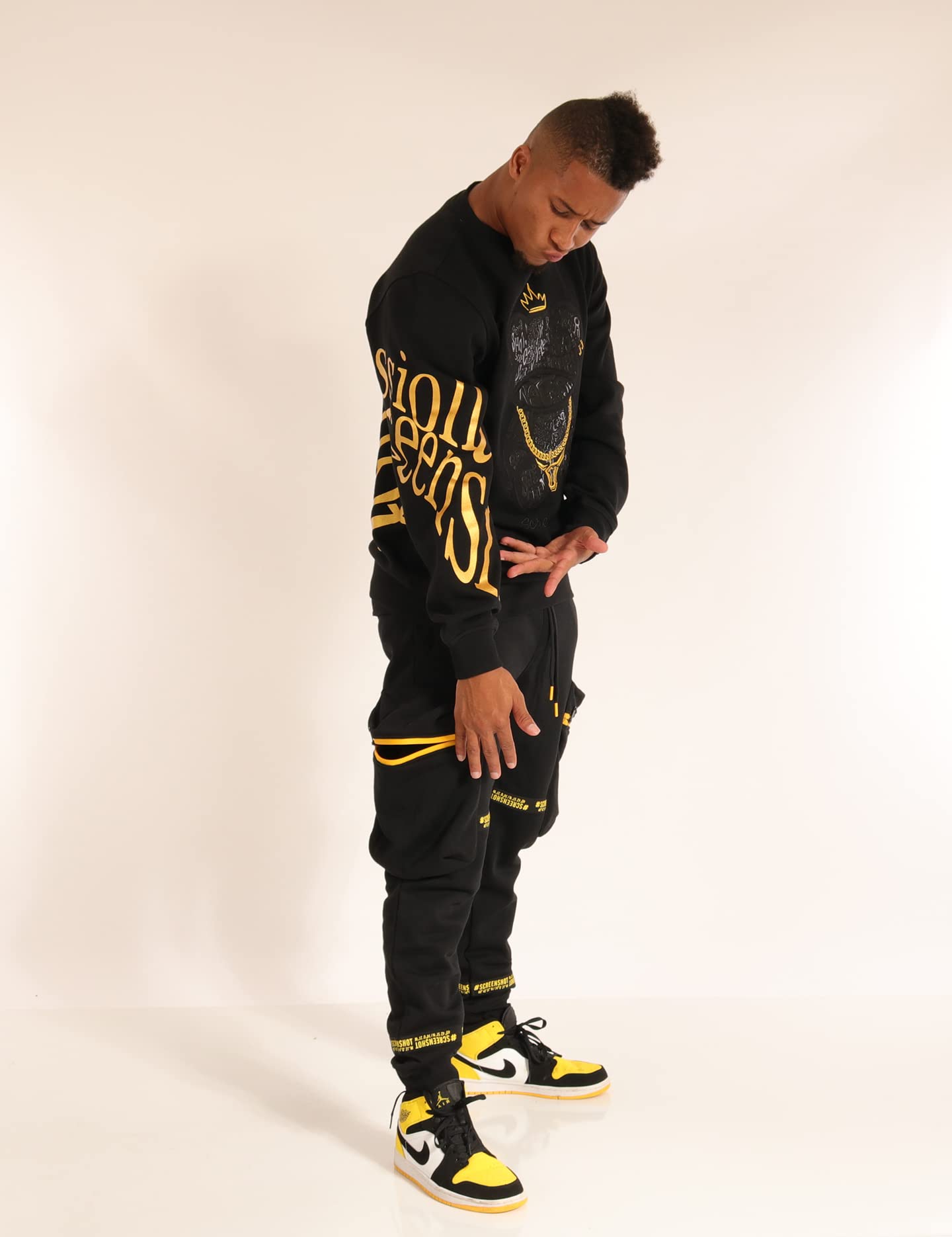 SCREENSHOT Mens Urban NYC Graffiti Hip Hop Fleece Pullover Active Fashion Crew Neck Sweatshirt Top