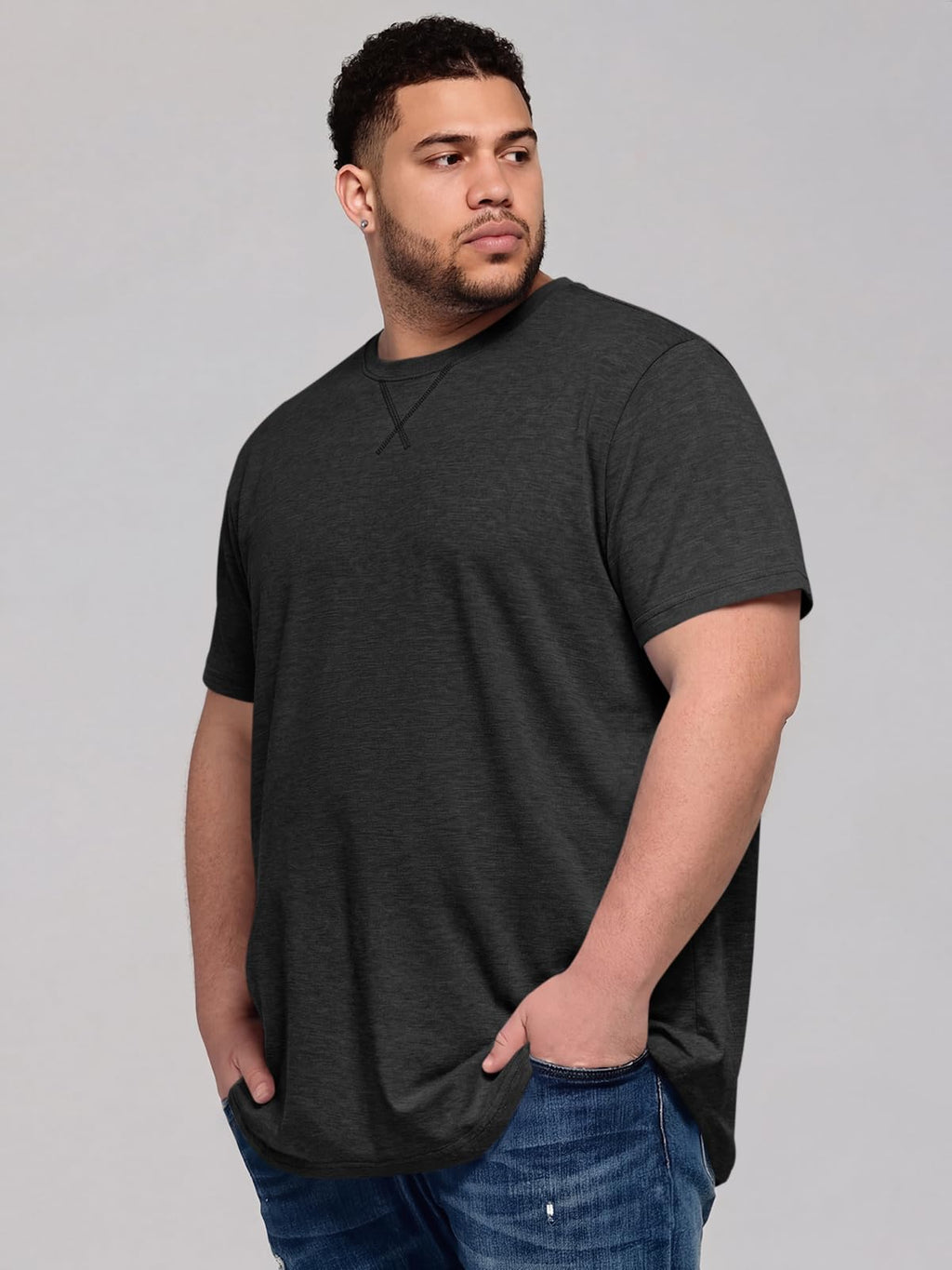 Runcati Mens Big and Tall Shirts Short Sleeve Crew Neck Casual T-Shirt Summer Longline Hipster Tee Shirts