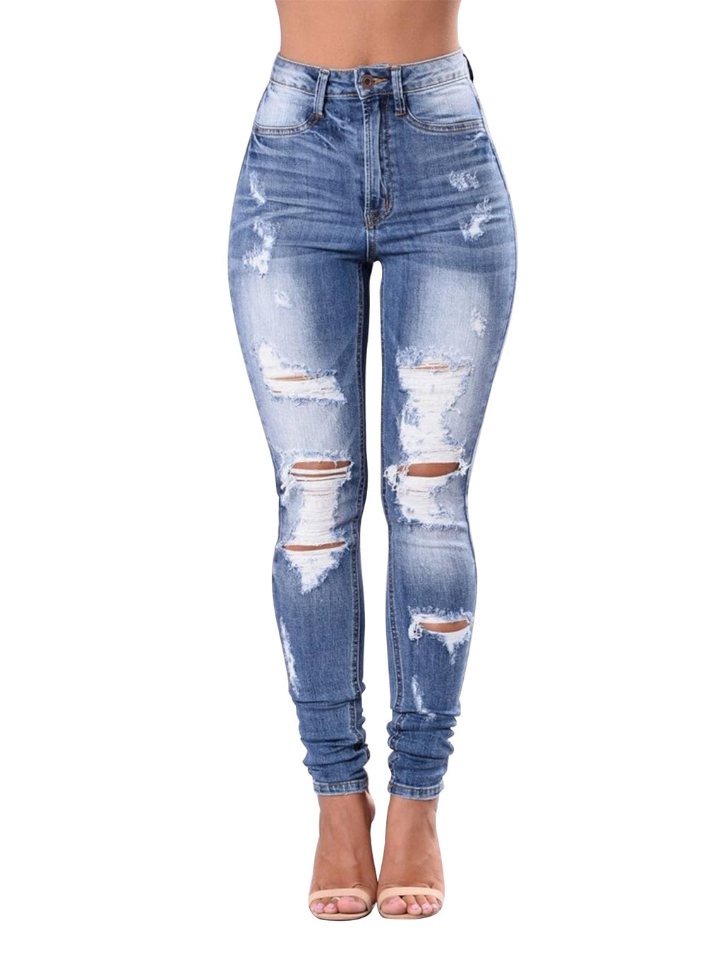 KUNMI Womens Classic High Waisted Skinny Stretch Butt Lifting Jeans Slim Fit Denim Pants
