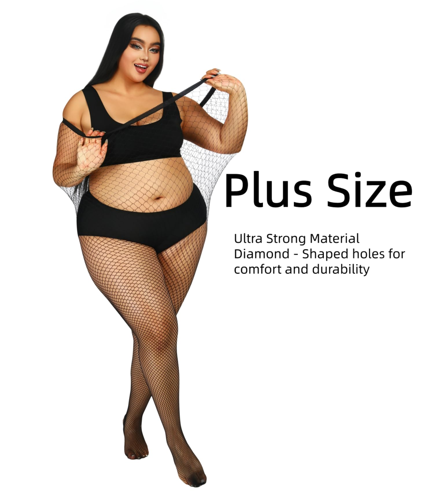 ANNTXL Plus Size Fishnet Tights Mesh Stockings Woman's Pantyhose Hosiery High Waist-Medium Mesh