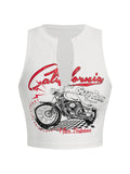 SOLY HUX Women's Letter Graphic Tank Top Notched V Neck Sleeveless Summer Crop Tops Streetwear