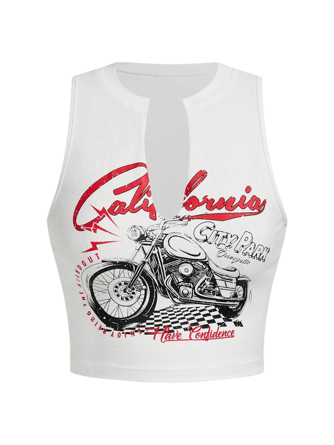 SOLY HUX Women's Letter Graphic Tank Top Notched V Neck Sleeveless Summer Crop Tops Streetwear