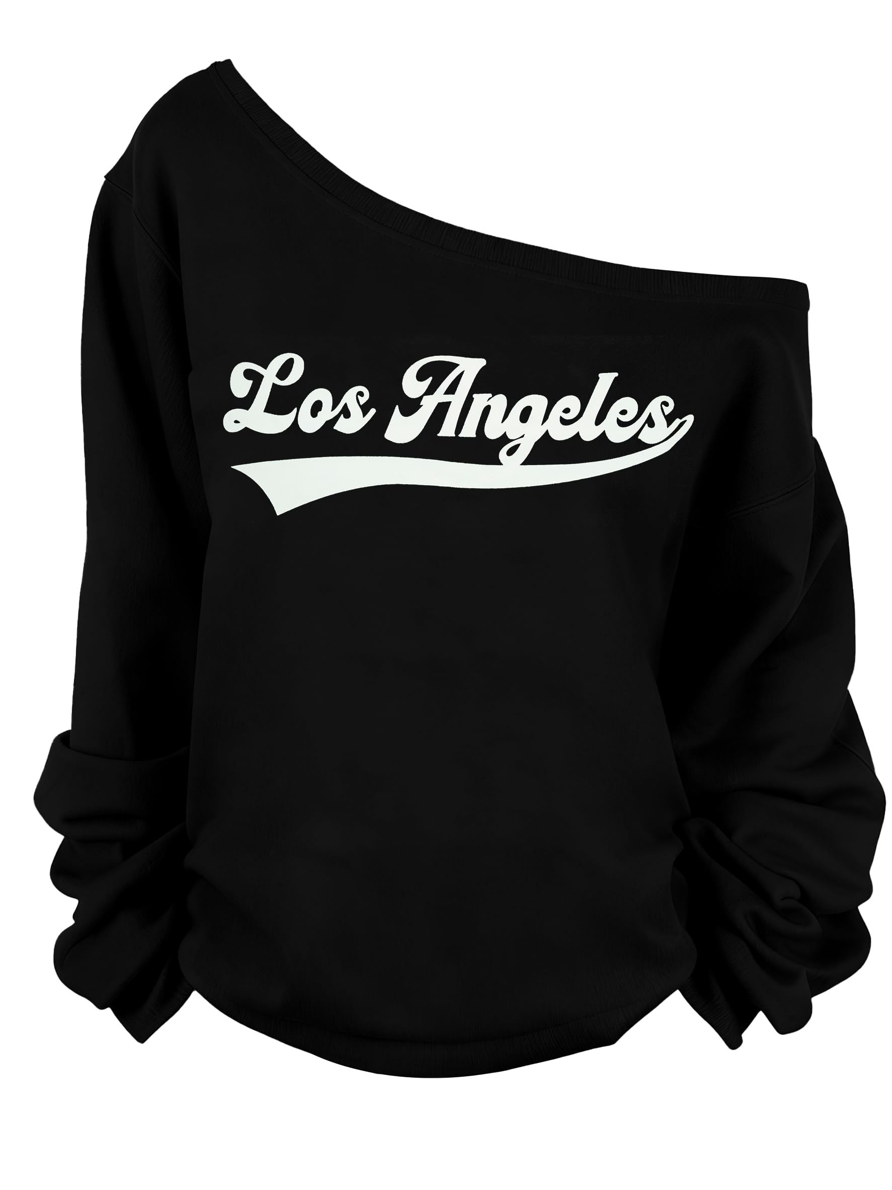 FASHGL Women's Off The Shoulder Sweatshirts Tops Oversized Sweatshirt Streetwear Y2K Jersey Number Graphic Long Sleeve