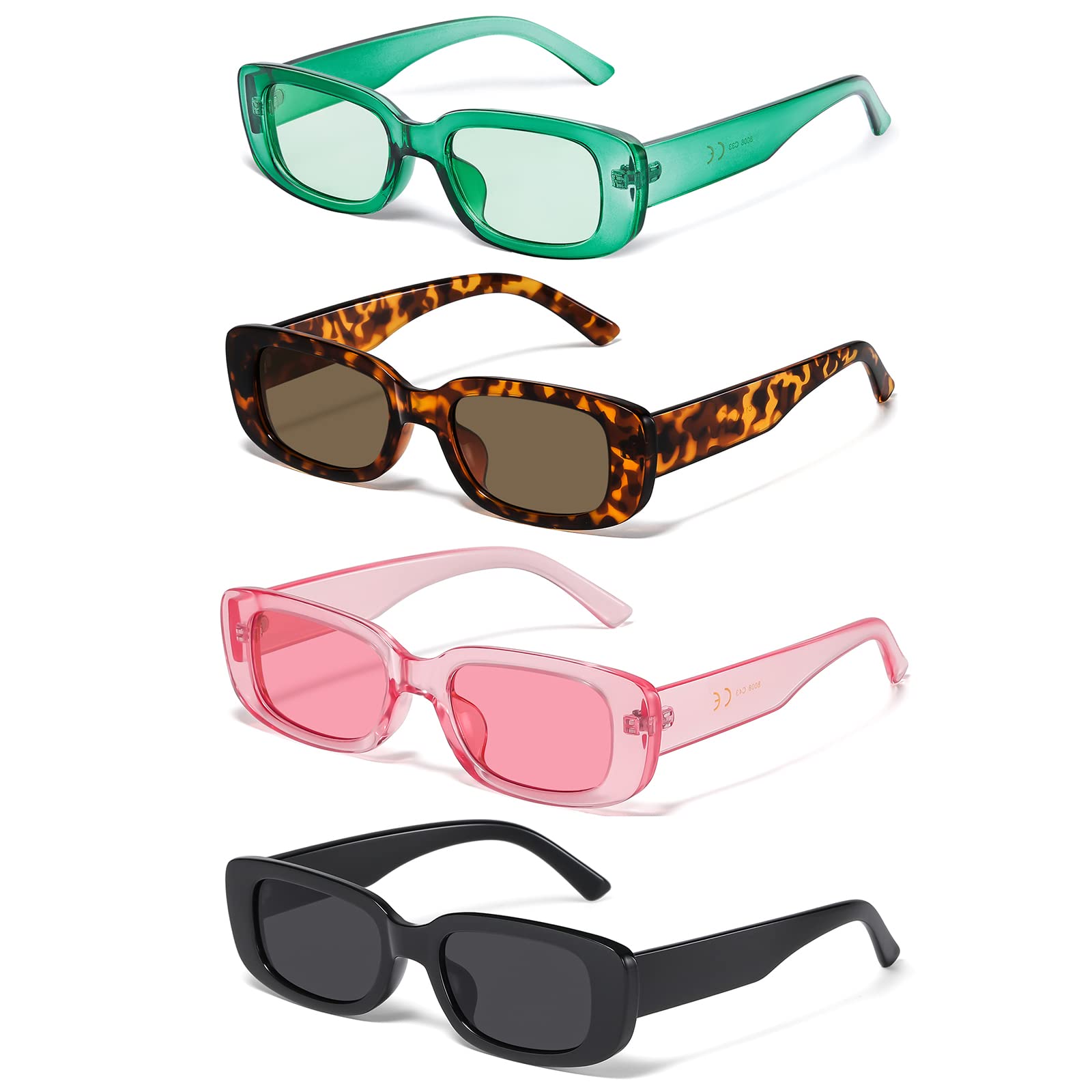 JASPIN Rectangle Sunglasses for Women Men Trendy Y2k Retro 90s Sun Glasses UV Protection Cool Square Frame