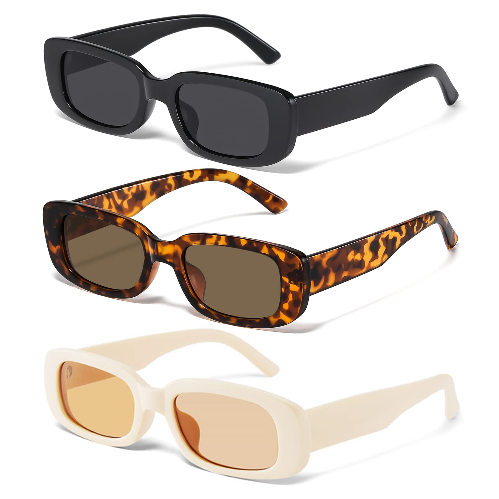 JASPIN Rectangle Sunglasses for Women Men Trendy Y2k Retro 90s Sun Glasses UV Protection Cool Square Frame