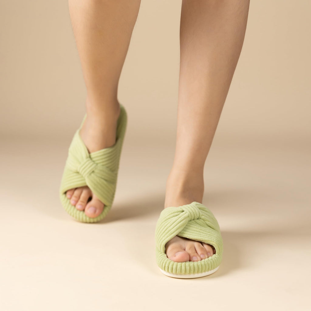 Chantomoo Slippers for Women Memory Foam House Bedroom Corduroy Bow Crossbands Slipper Shoes Comfy Trendy Gift Slippers