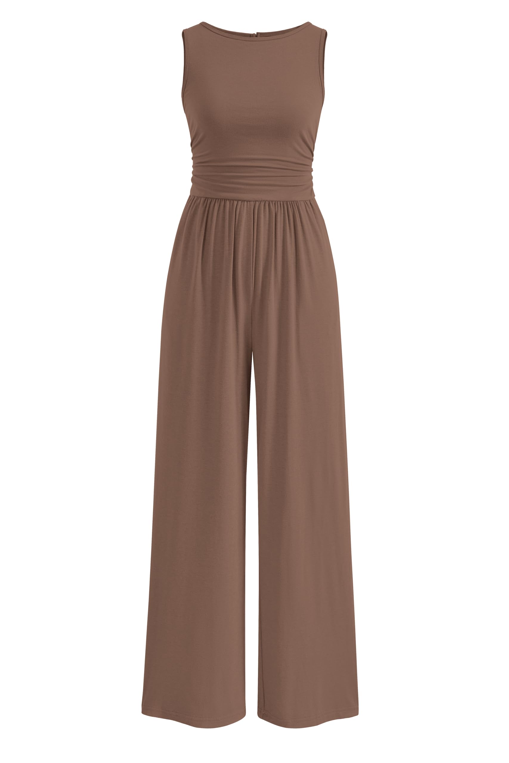 PRETTYGARDEN One Piece Jumpsuits for Women Dressy Casual Sleeveless Crewneck Wide Leg Rompers Jumpers Vacation Summer Outfits