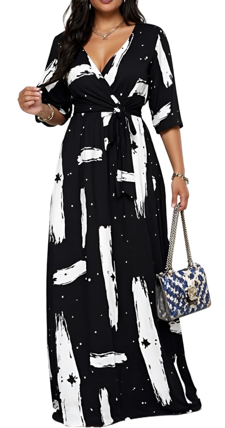 Maxi Dresses for Women Long Dress Casual V-Neck Loose Prom Dresses All Seasons