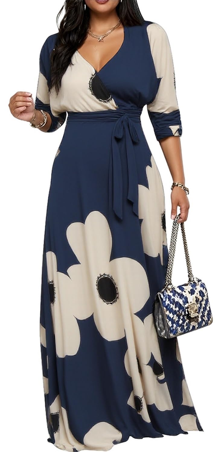 Maxi Dresses for Women Long Dress Casual V-Neck Loose Prom Dresses All Seasons