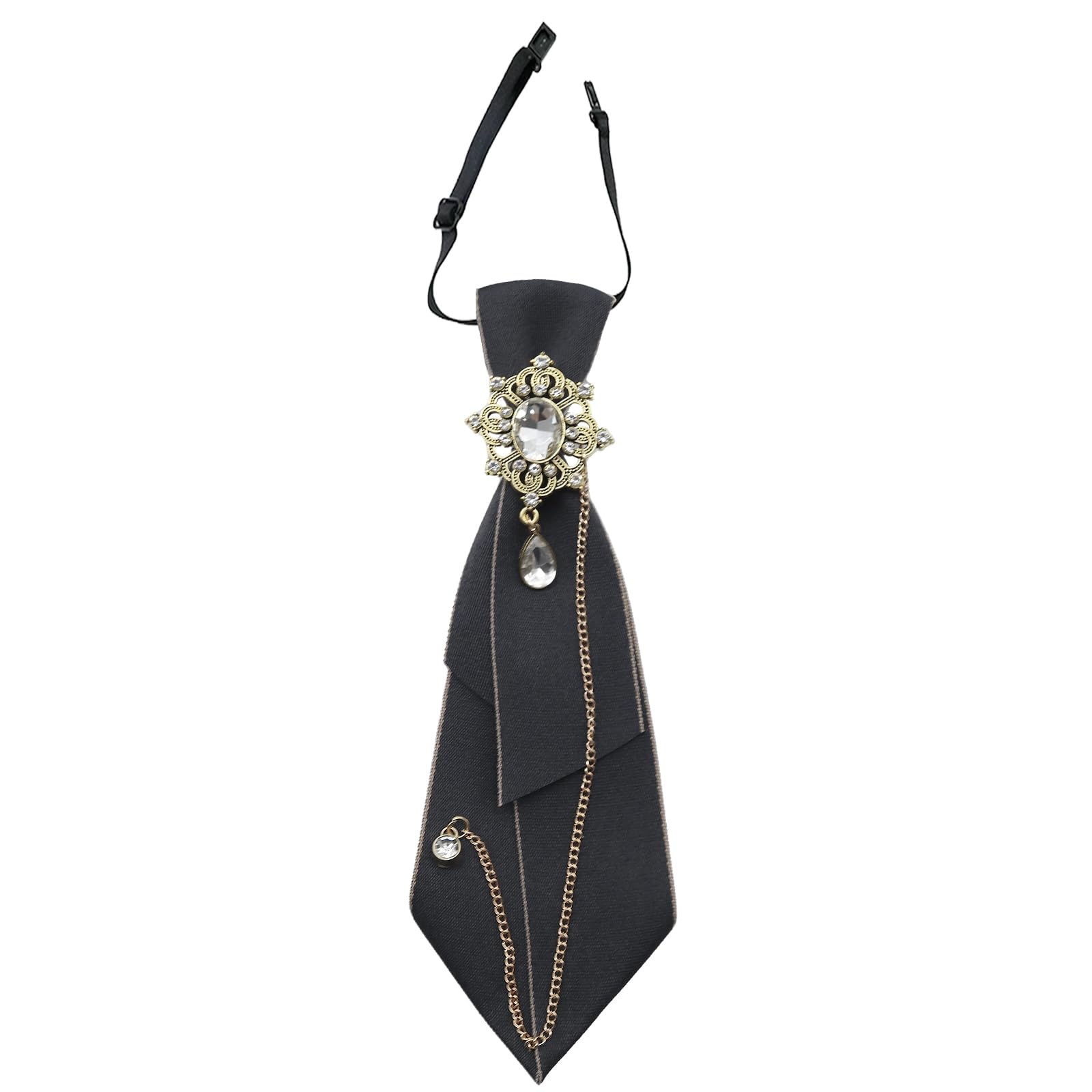 GHTIYLP Adjustable Ties for Women Vintage Womens Tie with Crystal, Pre-Tied Neck Tie for Women Girls Party School Work Casual