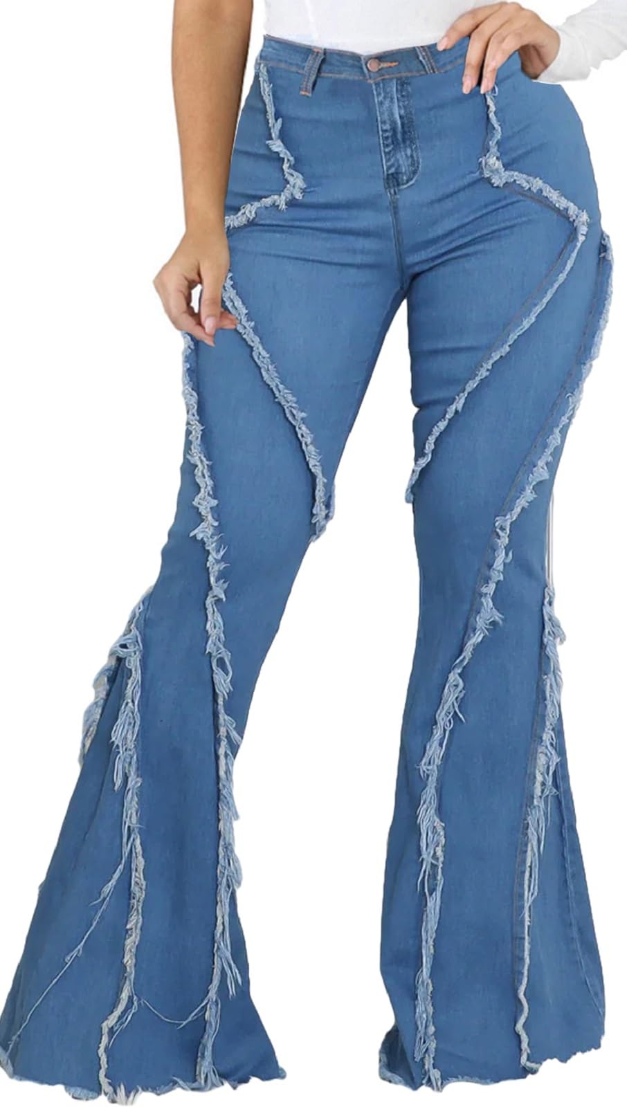 CuteCherry Women Baggy Ripped Jeans Destroyed Wide Leg Retro Denim Pants