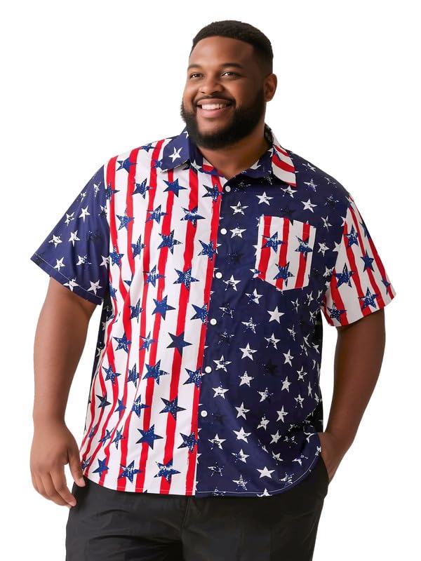 Yuyapu Button Down Shirt Men Causal Big and Tall Shirts for Men Short Sleeve Button up Summer Beach Work Shirts Plus Size