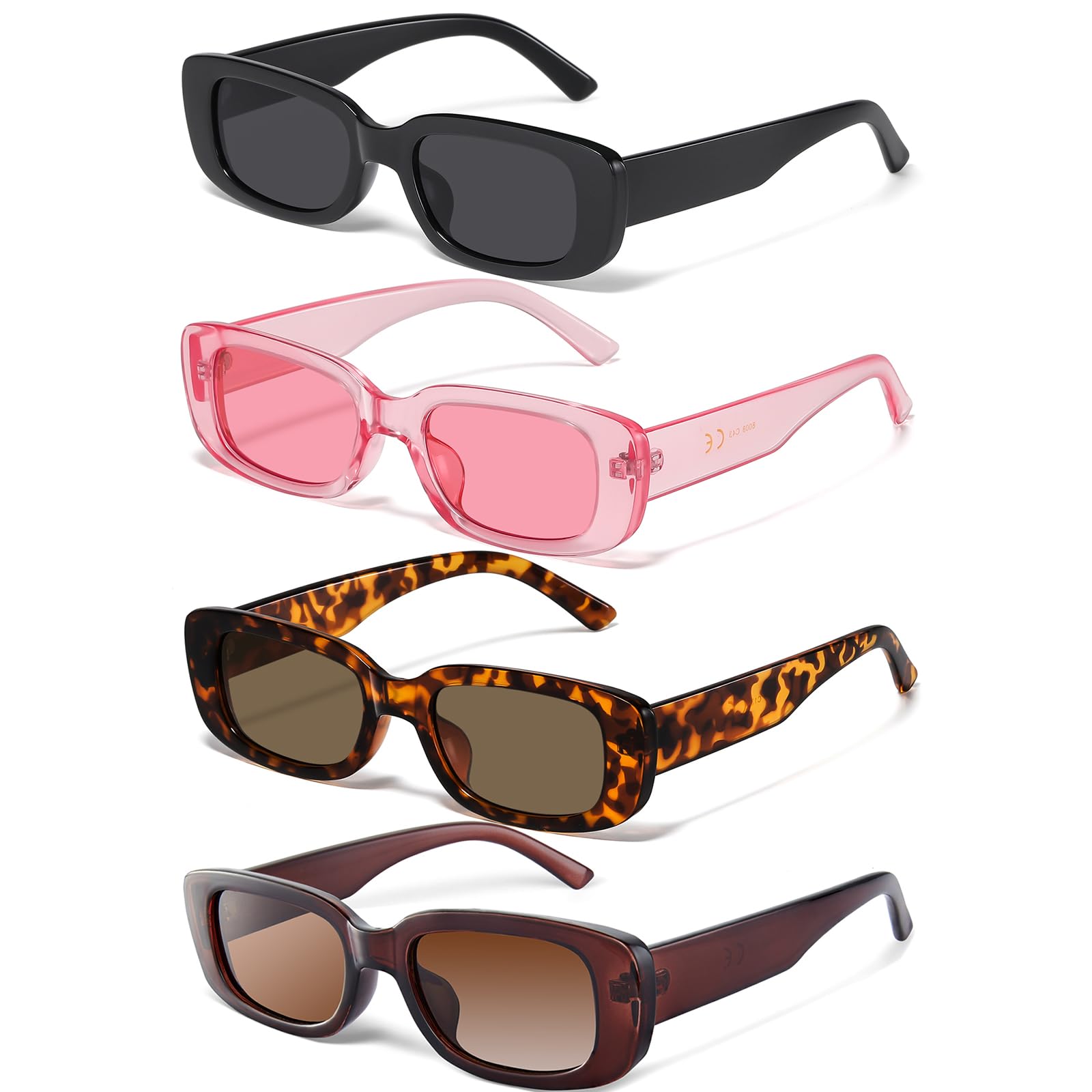 JASPIN Rectangle Sunglasses for Women Men Trendy Y2k Retro 90s Sun Glasses UV Protection Cool Square Frame