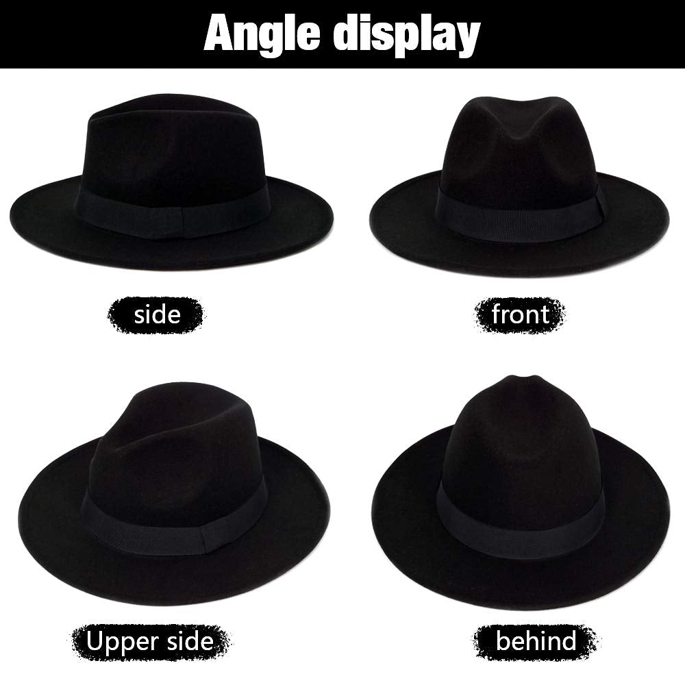 FADACHY Trendy Fedora Hats for Men & Women Wide Brim Felt Hat Dress Panama Hat Two Tone Fedora