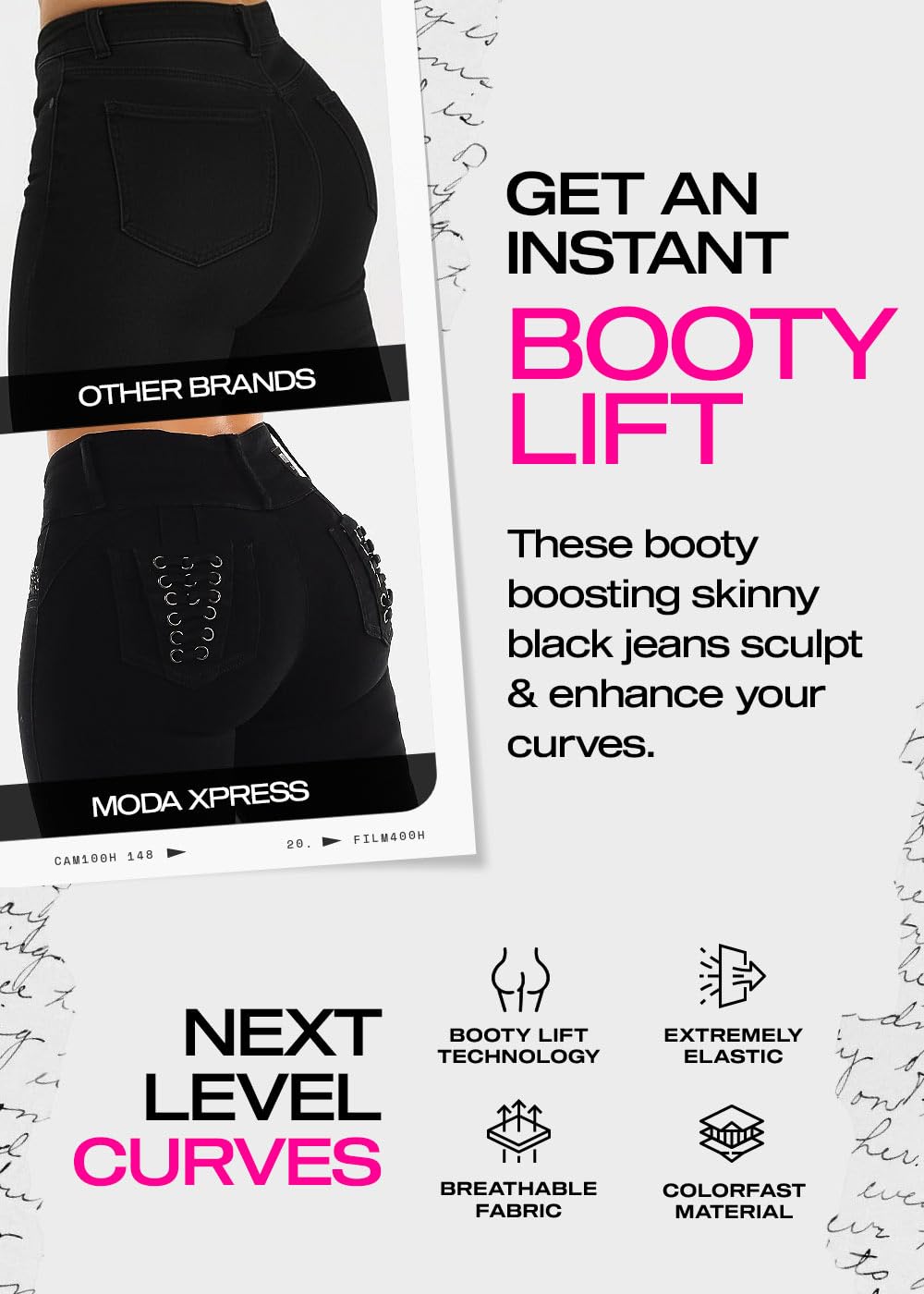 Moda Xpress Butt Lifting Skinny Jeans for Women - High Waisted Levanta Cola Push Up Jeans