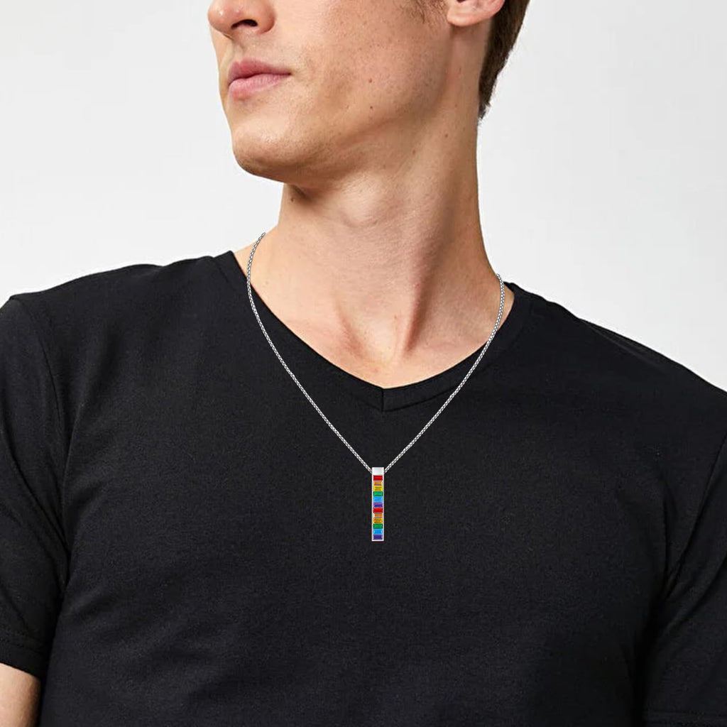 KoyeKei Pride Necklace Gifts for Women Men 925 Sterling Silver Rainbow Pride Pendant LGBT Gay Necklace Jewelry Gifts for Lesbian