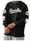 MakeMeChic Men's Graphic Oversized Sweatshirt Long Sleeve Crew Neck 90s Vintage Tee Shirts Streetwear