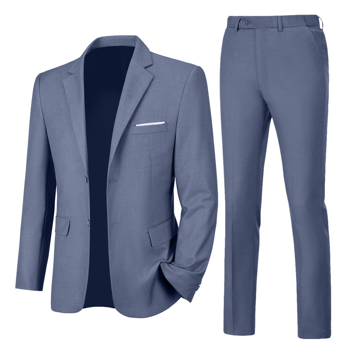Lynerun Mens 2 Piece Slim Fit Suit Two Button Formal Solid Suit Jacket Pants Set Wedding Work Prom Tuxedo Men