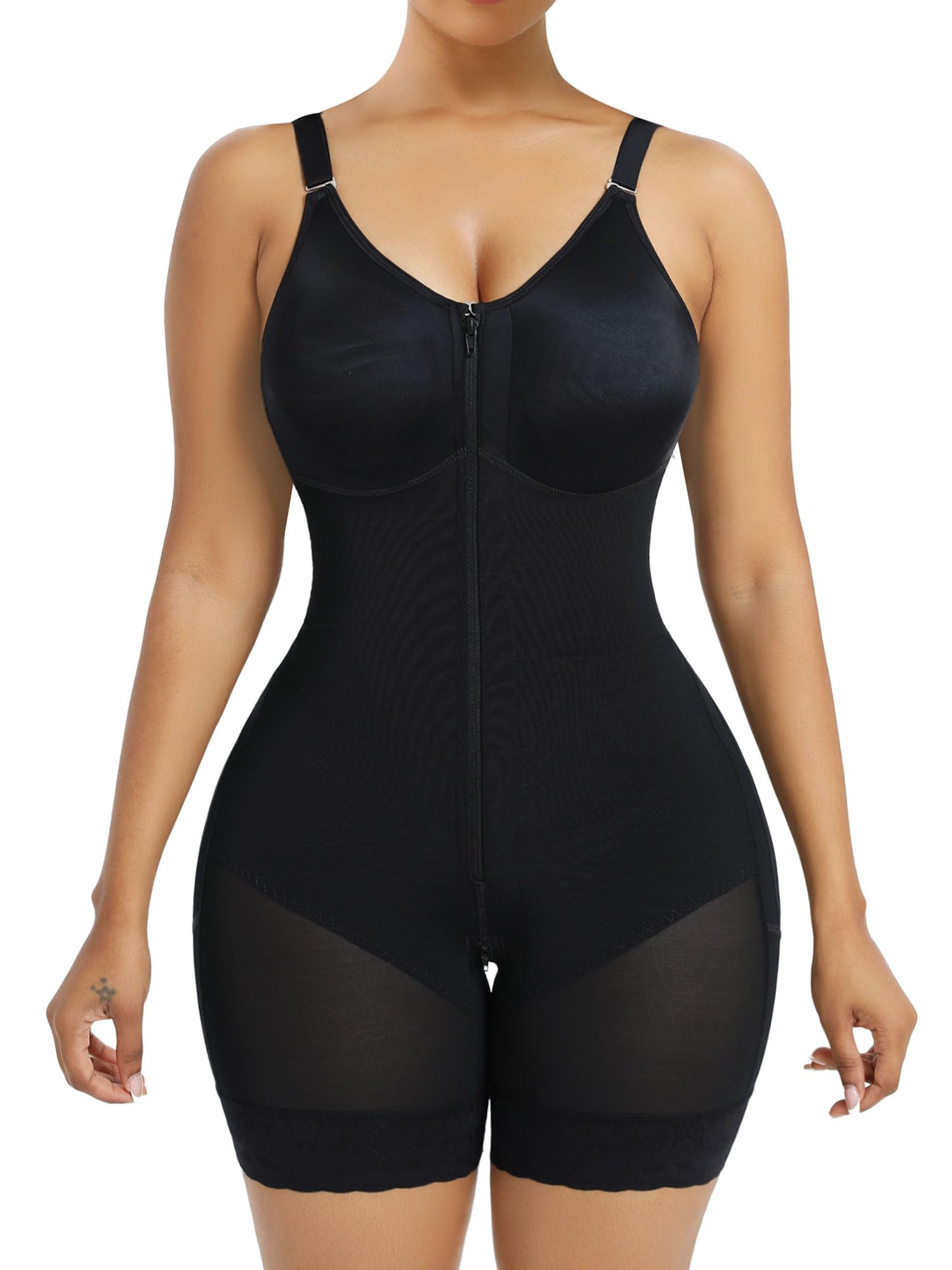 YIANNA Fajas Colombianas Moldeadoras Postpartum Shapewear Tummy Control for Women Butt Lifter Body Shaper with Zipper Crotch