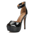 Enelauge Women's Sexy Ankle Straps Peep Toe Buckle Platform Stiletto Wedding Party High Heels Sandals