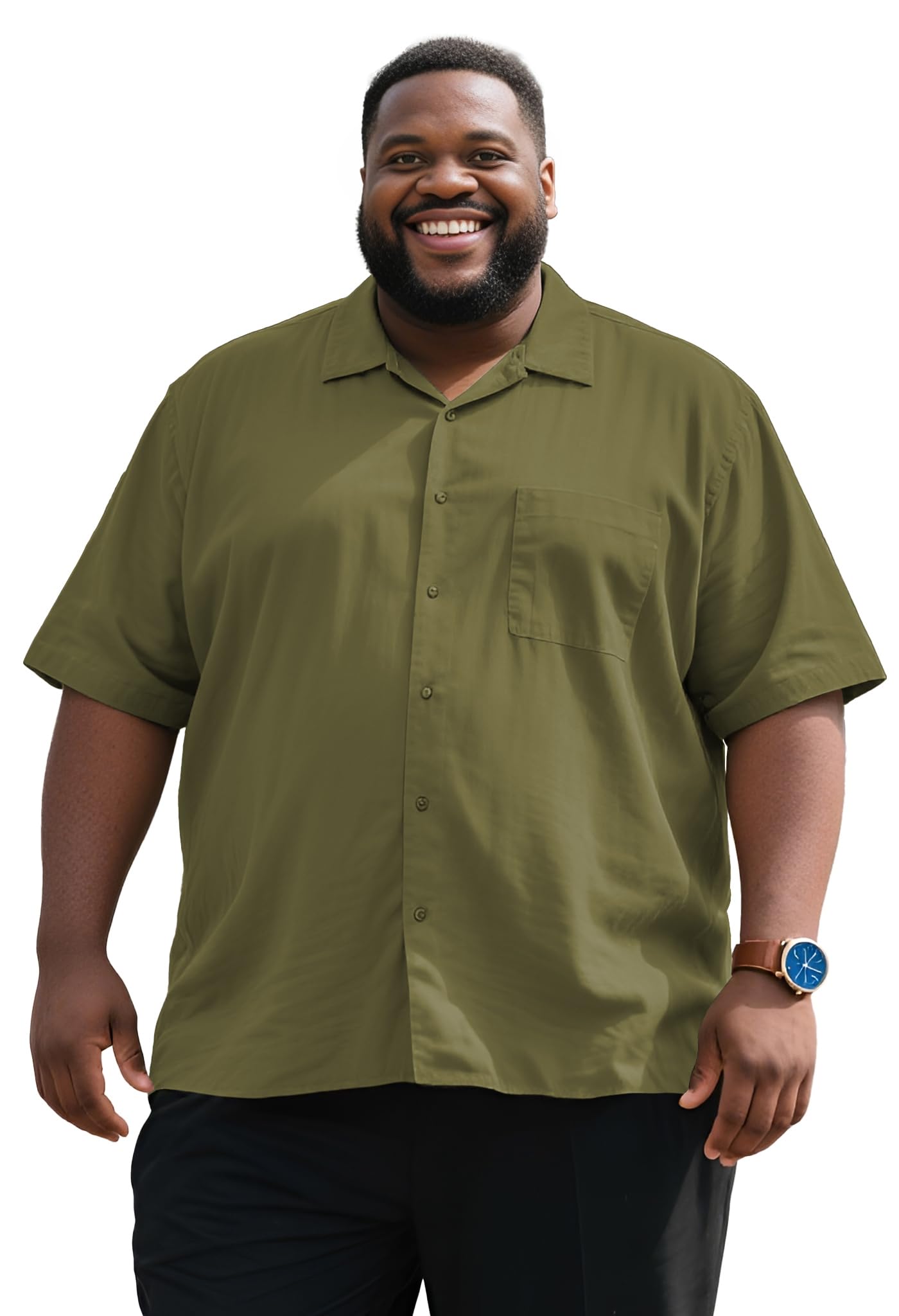 Yuyapu Button Down Shirt Men Causal Big and Tall Shirts for Men Short Sleeve Button up Summer Beach Work Shirts Plus Size