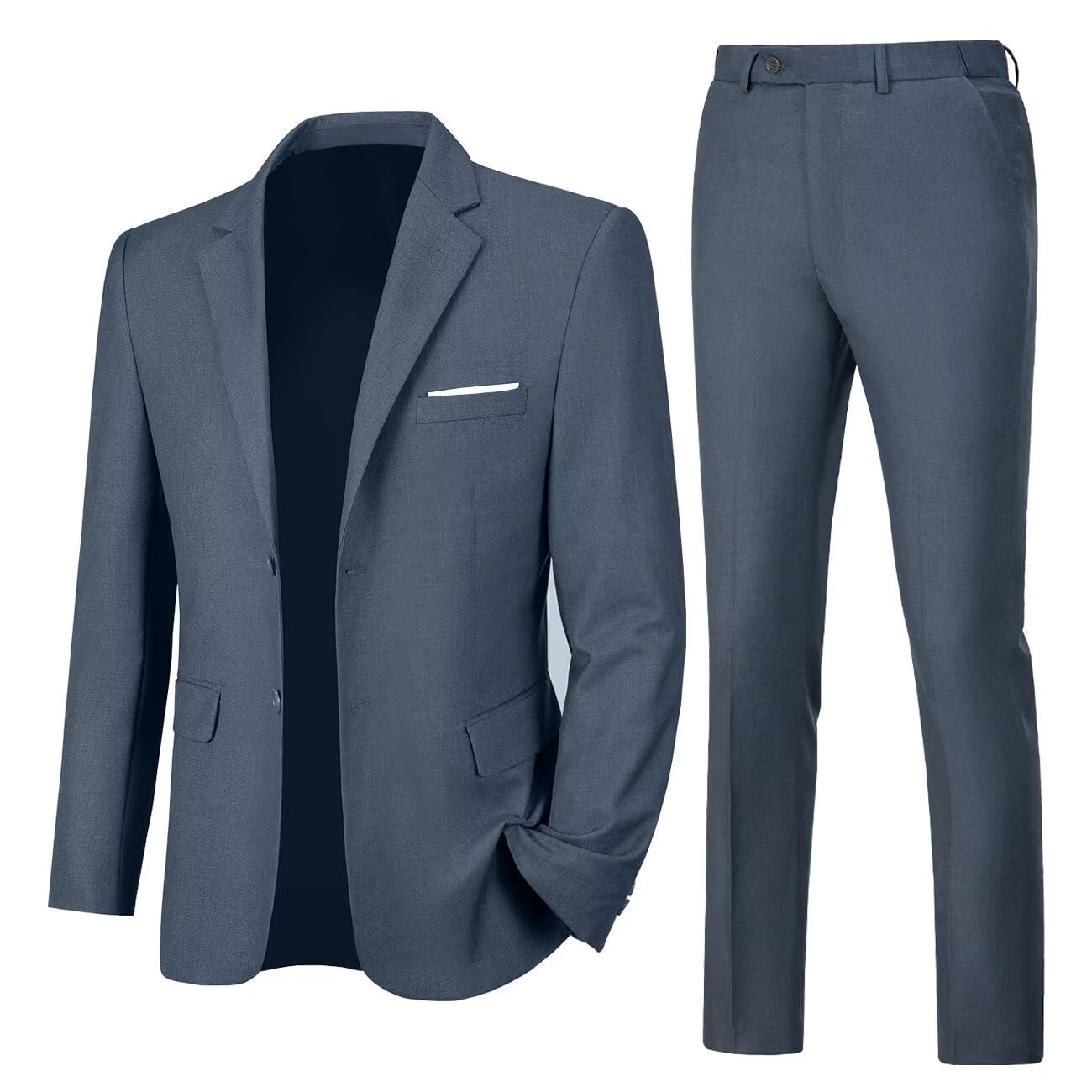 Lynerun Mens 2 Piece Slim Fit Suit Two Button Formal Solid Suit Jacket Pants Set Wedding Work Prom Tuxedo Men
