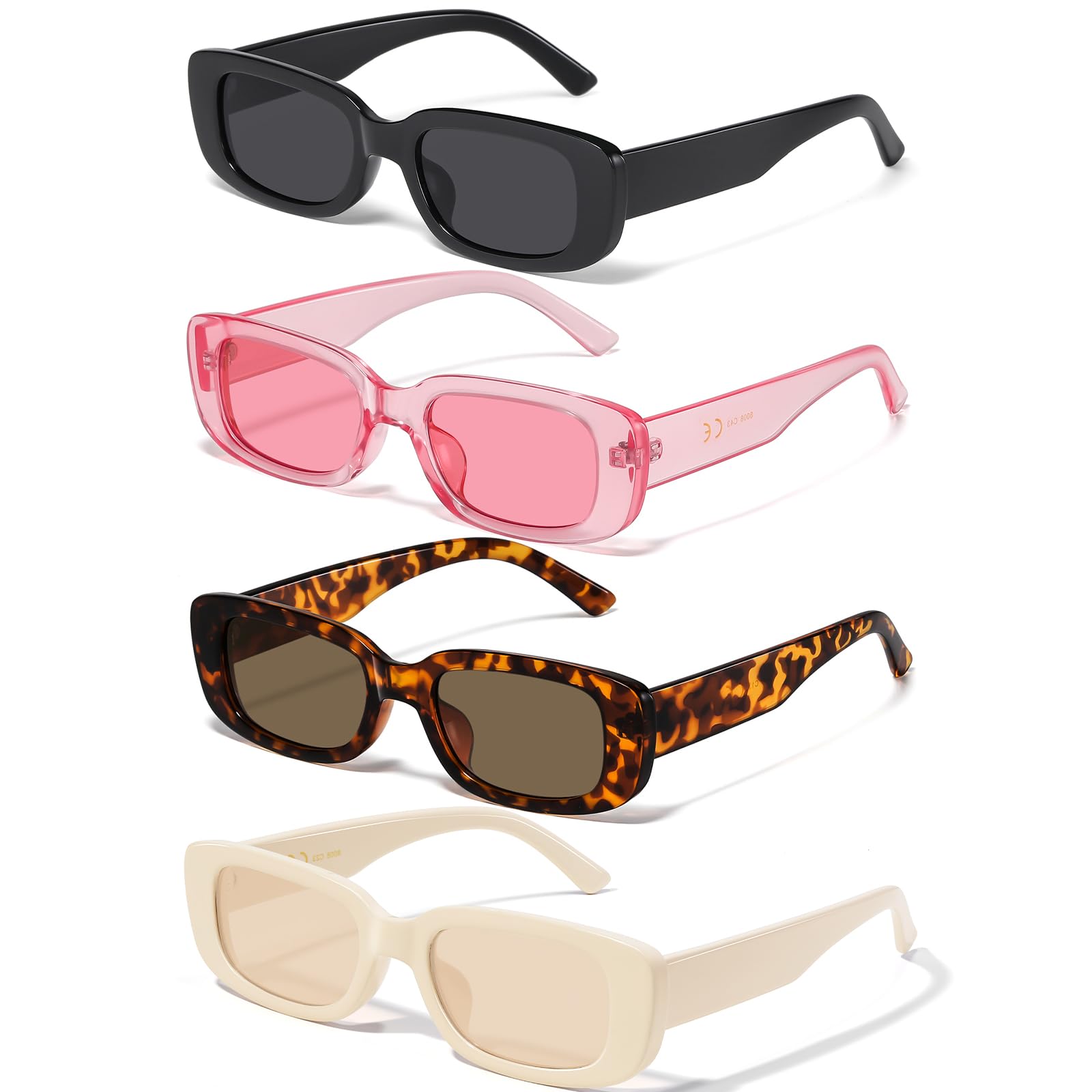 JASPIN Rectangle Sunglasses for Women Men Trendy Y2k Retro 90s Sun Glasses UV Protection Cool Square Frame