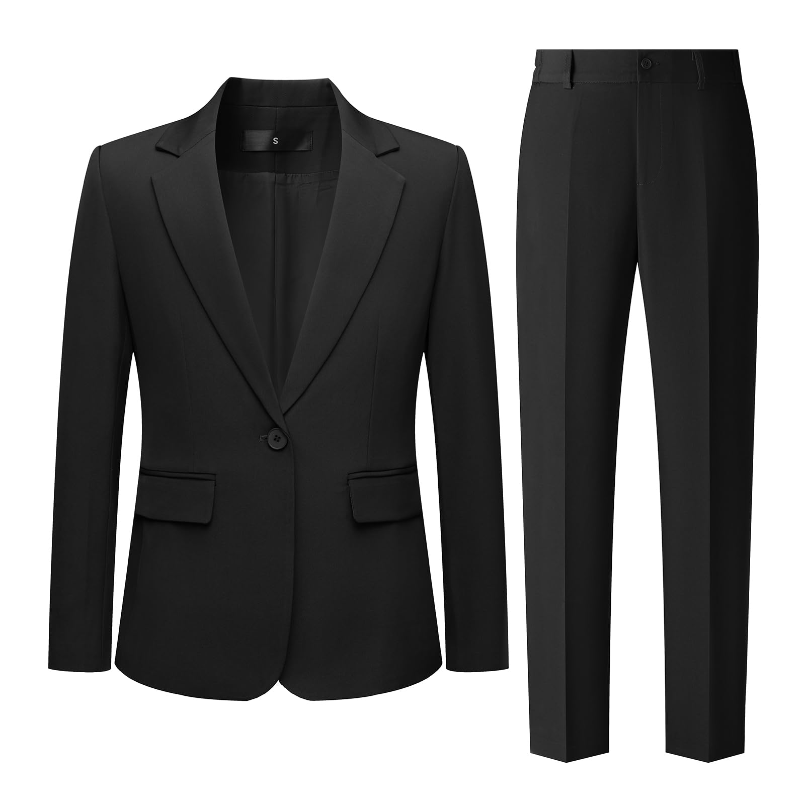 Women's 2 Piece Pant Suit Dressy Business Casual Outfits Notched Collar Blazer Professional Pantsuits Set for Work Office