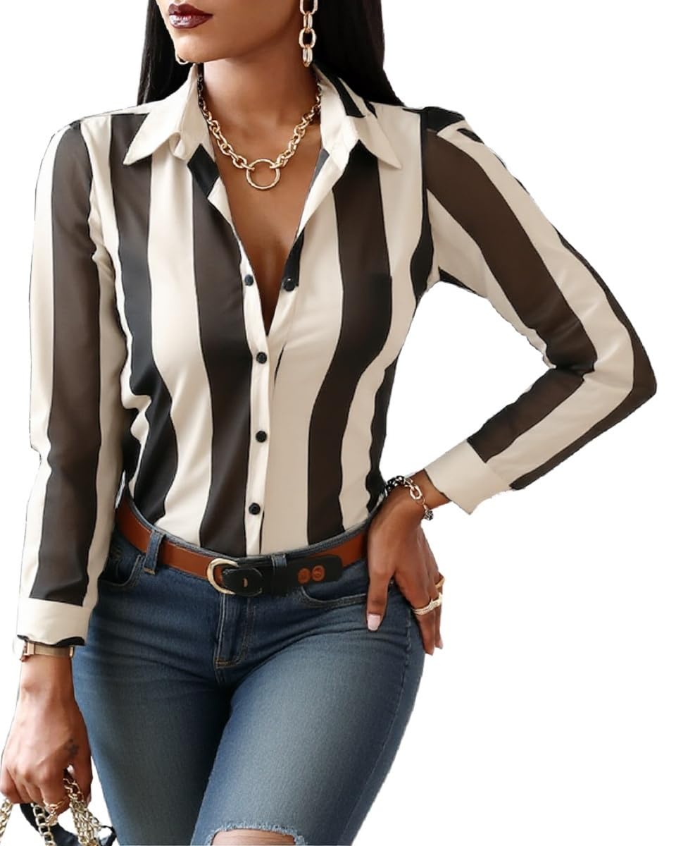 Blouses for Women Dressy Casual Colorful Long Sleeve Shirt Floral Print Tops Loose Collar Sexy T-Shirts Fashion 2023