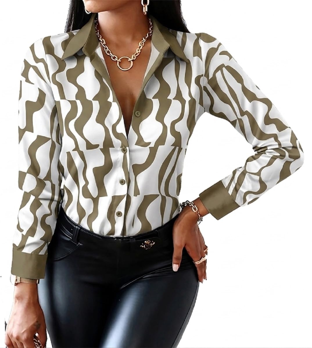 Blouses for Women Dressy Casual Colorful Long Sleeve Shirt Floral Print Tops Loose Collar Sexy T-Shirts Fashion 2023