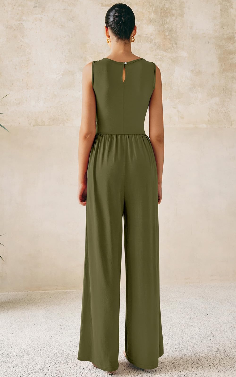 PRETTYGARDEN One Piece Jumpsuits for Women Dressy Casual Sleeveless Crewneck Wide Leg Rompers Jumpers Vacation Summer Outfits