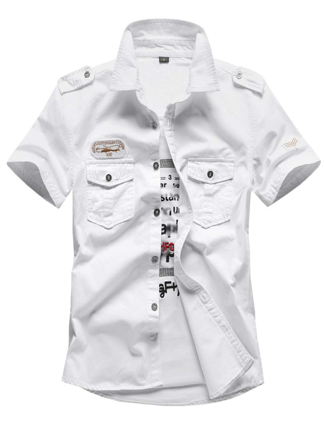 Gihuo Men's Military Tactical Shirt Short Sleeve Cargo Work Outdoor Hiking Camping Hunting Fishing