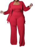 Women Plus Size Pants Suits 3 Piece Set Long Sleeve Blazer Pants Suit Sets Dressy Business Casual Office Work Outfits