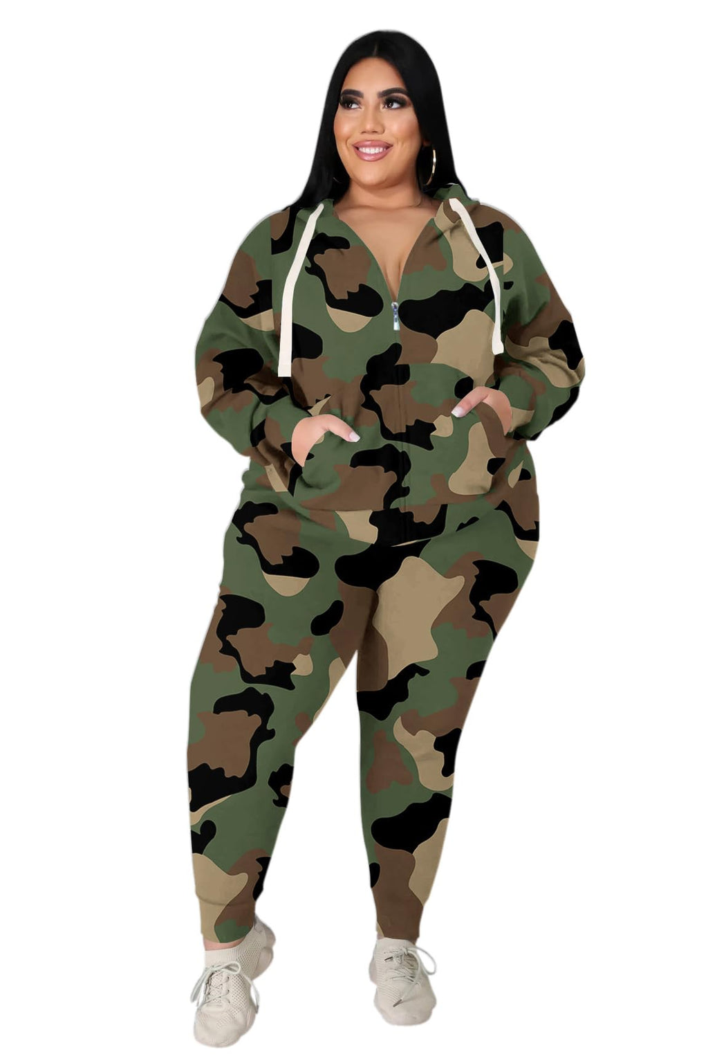 YeGine Womens Plus Size Two Piece Outfits Sweatsuits Casual Long Sleeve Set With Pockets