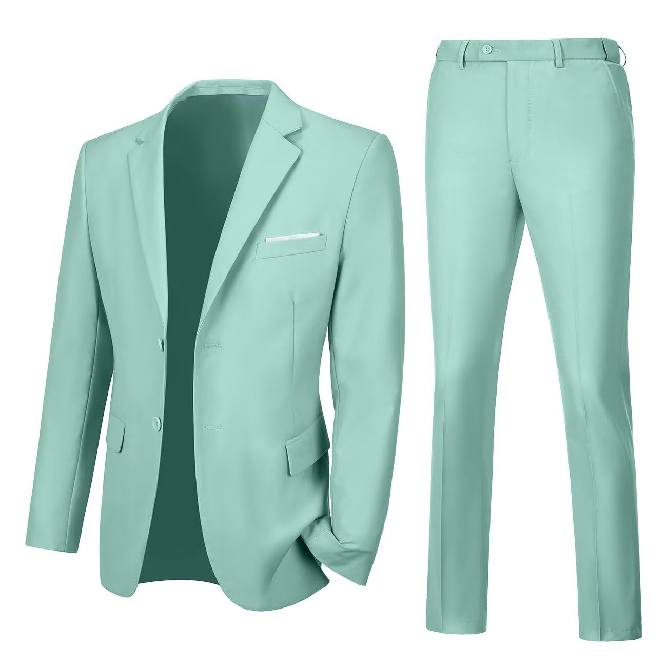 Lynerun Mens 2 Piece Slim Fit Suit Two Button Formal Solid Suit Jacket Pants Set Wedding Work Prom Tuxedo Men