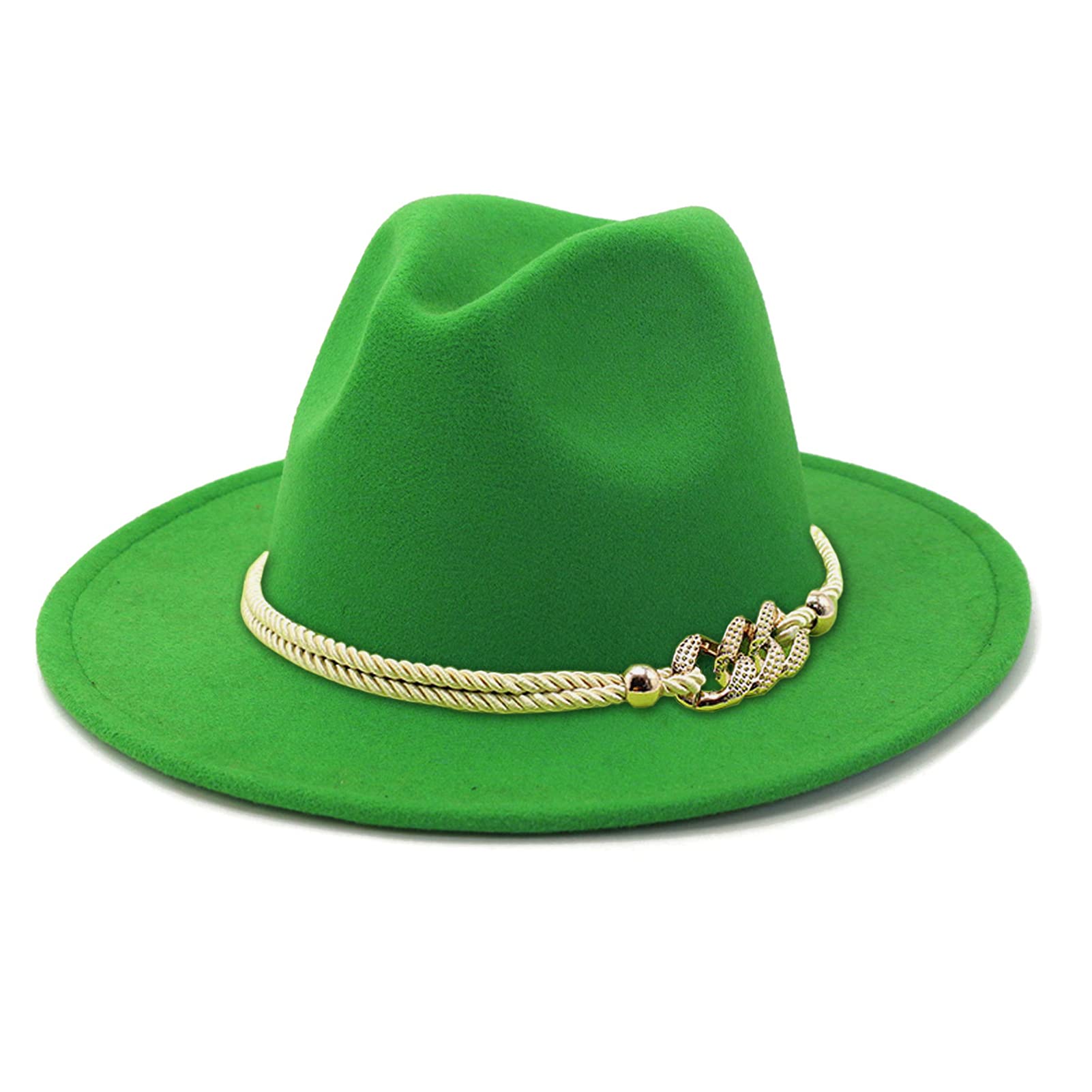 Gossifan Lady Fashion Wide Brim Felt Fedora Panama Hat with Ring Belt