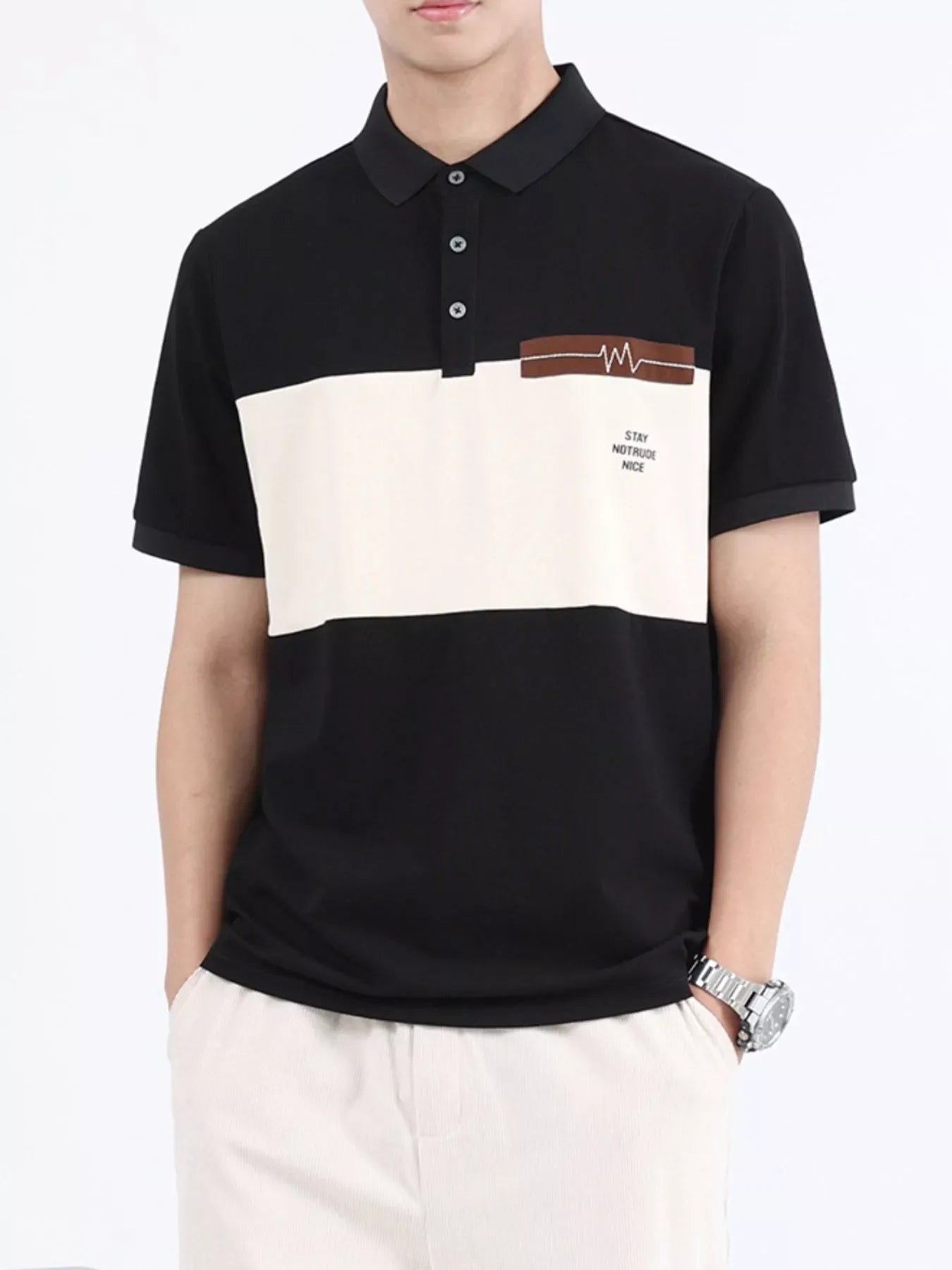 Men's Plus Size Color Block Casual Polo