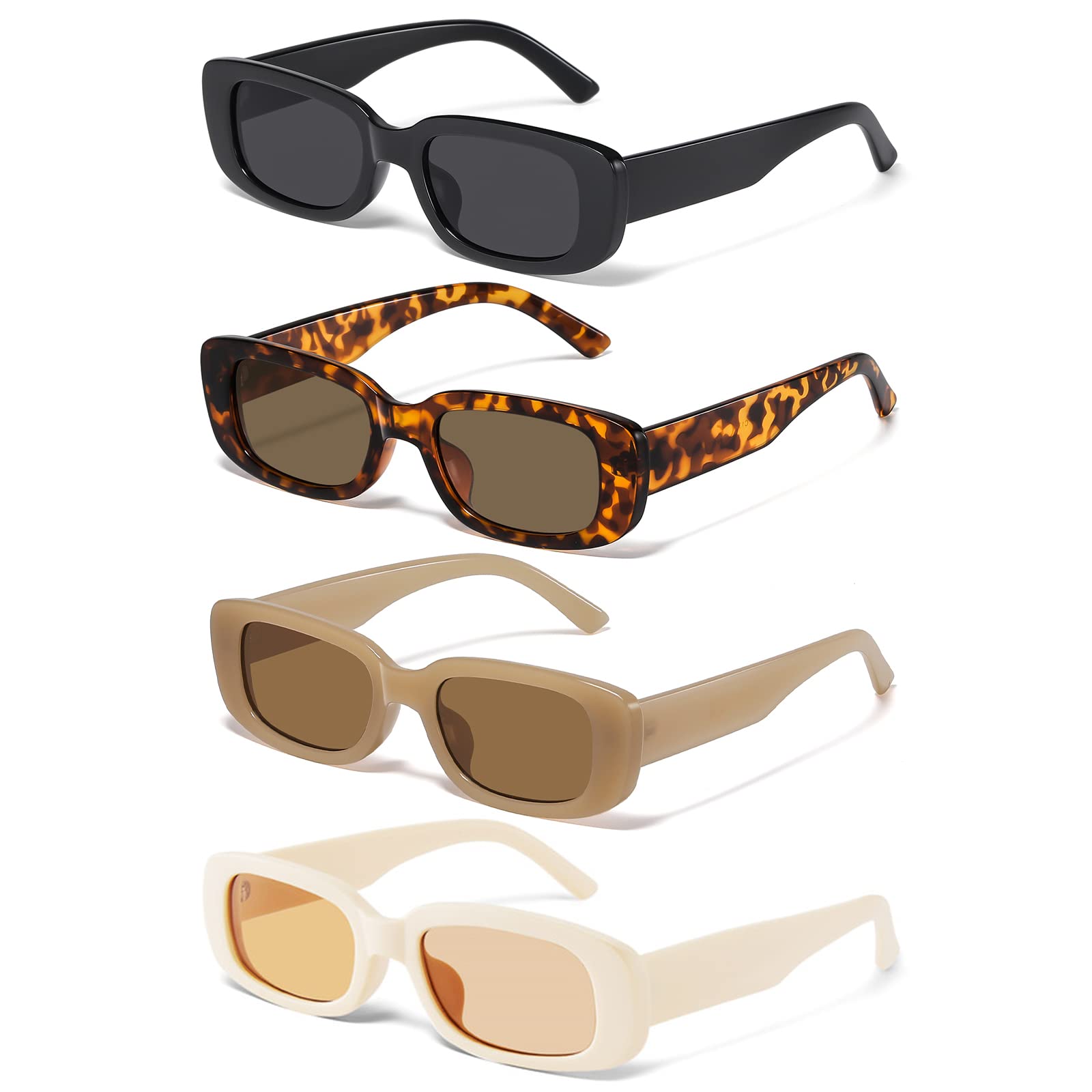 JASPIN Rectangle Sunglasses for Women Men Trendy Y2k Retro 90s Sun Glasses UV Protection Cool Square Frame